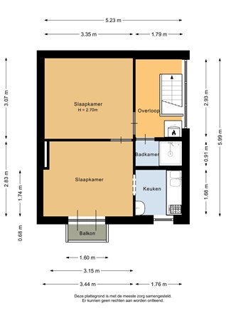 Floorplan - Adrien Mildersstraat 68B02, 3022 ND Rotterdam